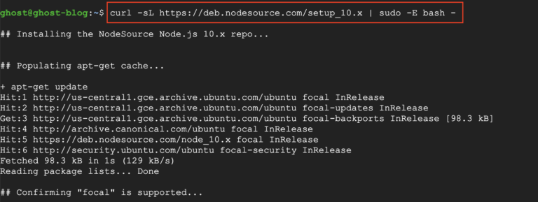 node.js repository install